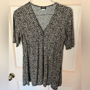 MSK Leopard Print tunic top with gathered bust
